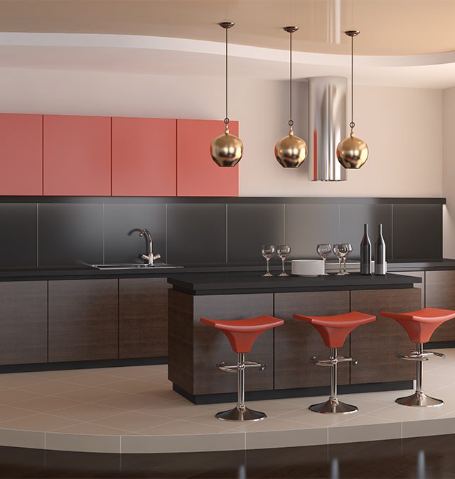 Interior of modern kitchtn. 3d render.